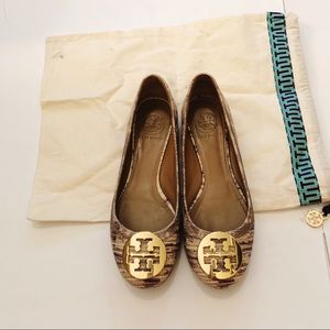Tory Burch Leather Ballet Flats w/Gold Medallion